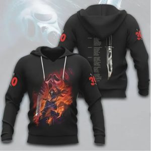 Ghostface Kill Tour 30th Anniversary Fire Design Scream Horror Movie All Over Print T Shirt