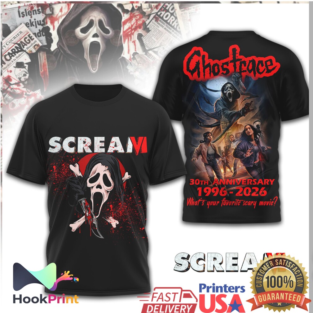 Ghostface Scream VI 30th Anniversary 1996 2026 Horror Shirt Ghostface Scream VI 30th Anniversary 1996 2026 Horror Shirt
