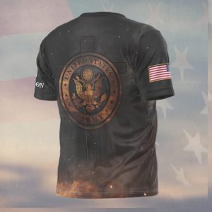 God Bless Army Veteran Dog Tags Silhouette Cross Military Shirt