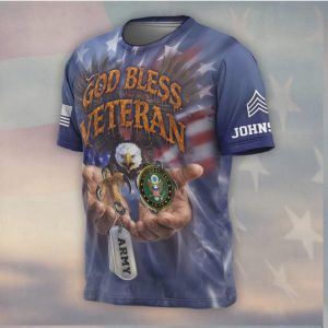 God Bless Veteran US Army Eagle Dog Tags Patriotic Shirt