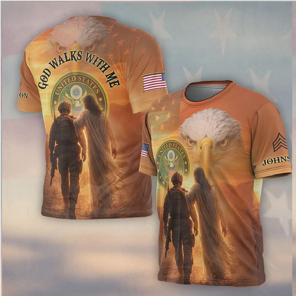 God Walks With Me US Army Soldier and Jesus Patriotic Shirt God Walks With Me US Army Soldier and Jesus Patriotic Shirt