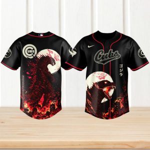 Godzilla x Chicago Cubs Black Baseball King of Monsters Series Jersey
