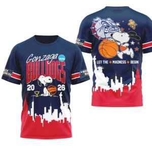 Gonzaga Bulldogs Snoopy NCAA 2026 Let The Madness Begin Shirt