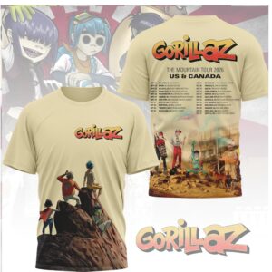 Gorillaz The Mountain Tour 2026 US Canada Concert Schedule T Shirt