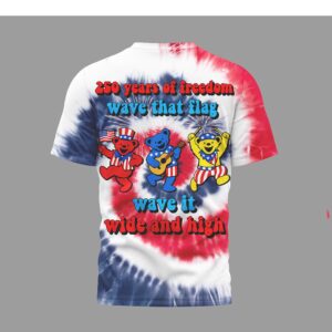 Grateful Dead Bless America Tie Dye 250 Years of Freedom Dancing Bears T Shirt