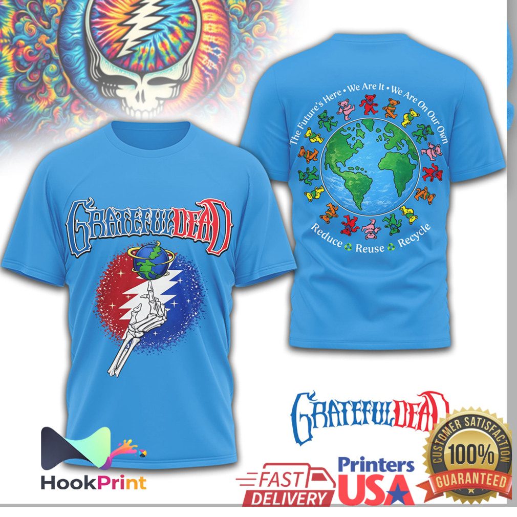 Grateful Dead Earth Day Skeletal Hand Dancing Bears Blue Shirt Grateful Dead Earth Day Skeletal Hand Dancing Bears Blue Shirt