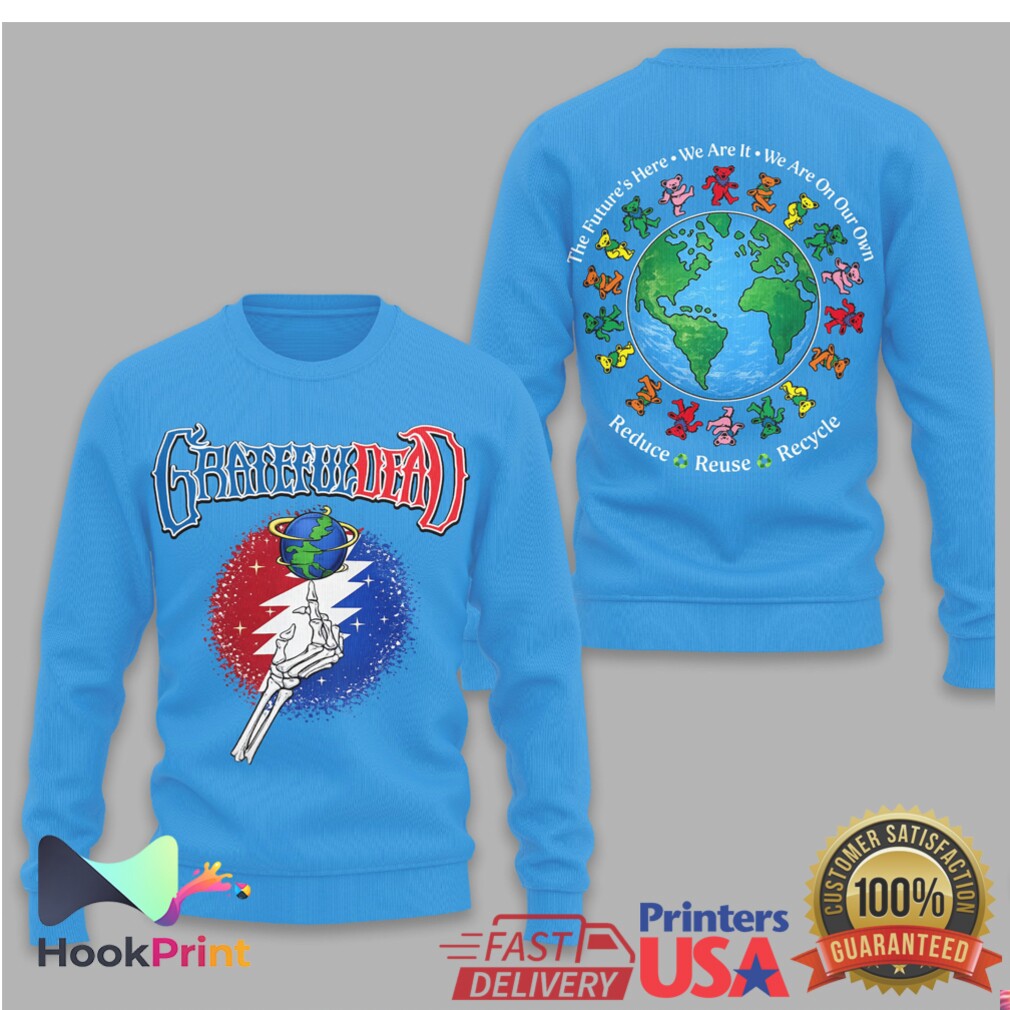 Grateful Dead Earth Day Skeletal Hand Dancing Bears Blue Shirt Grateful Dead Earth Day Skeletal Hand Dancing Bears Blue Shirt