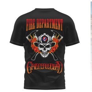 Grateful Dead Fire Department Firefighter Bear Skull Tribute Shirt