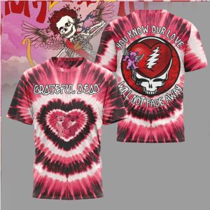 Grateful Dead Not Fade Away Heart Tie Dye Hoodie Dancing Bears Mashup Shirt