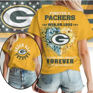Green Bay Packers Forever A Fan Win Or Lose Crystal Heart Team T Shirt