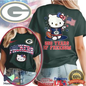 Green Bay Packers Hello Kitty 250 Years Of Freedom USA Pride NFL T Shirt