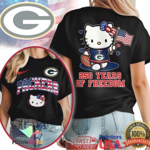 Green Bay Packers Hello Kitty 250 Years Of Freedom USA Pride NFL T Shirt