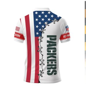 Green Bay Packers NFL American Flag Lace Up Style Polo Shirt