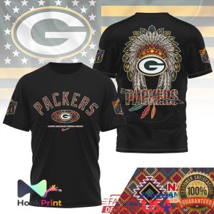 Green Bay Packers NFL Native American Heritage Month Headdress T Shirt