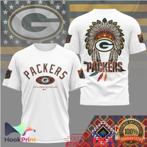 Green Bay Packers NFL Native American Heritage Month Headdress T Shirt