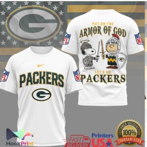 Green Bay Packers Peanuts Snoopy Put On The Armor Of God Shirt
