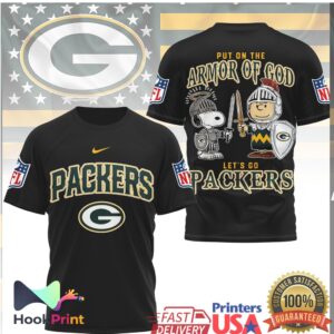 Green Bay Packers Peanuts Snoopy Put On The Armor Of God Shirt