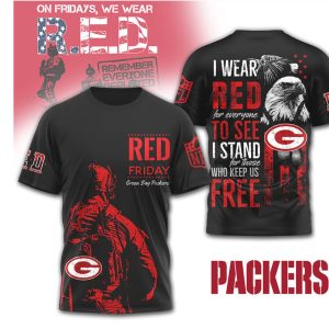 Green Bay Packers R.E.D. Friday Patriotic Eagle Military Support T Shirt Green Bay Packers R.E.D. Friday Patriotic Eagle Military Support T Shirt