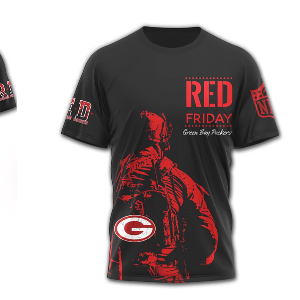 Green Bay Packers R.E.D. Friday Patriotic Eagle Military Support T Shirt Green Bay Packers R.E.D. Friday Patriotic Eagle Military Support T Shirt