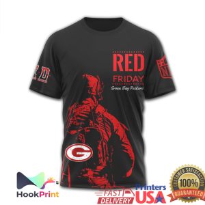 Green Bay Packers RED Friday Patriotic Soldier & Eagle 3D T Shirt