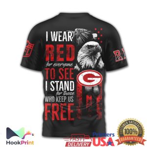 Green Bay Packers RED Friday Patriotic Soldier & Eagle 3D T Shirt