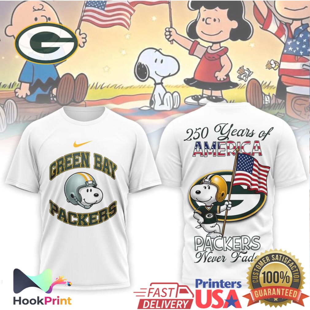 Green Bay Packers Snoopy 250 Years of America NFL Fan T Shirt Green Bay Packers Snoopy 250 Years of America NFL Fan T Shirt