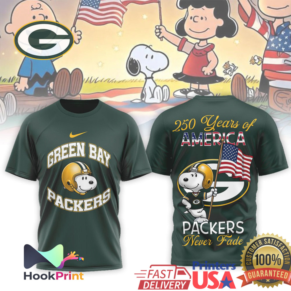 Green Bay Packers Snoopy 250 Years of America NFL Fan T Shirt Green Bay Packers Snoopy 250 Years of America NFL Fan T Shirt