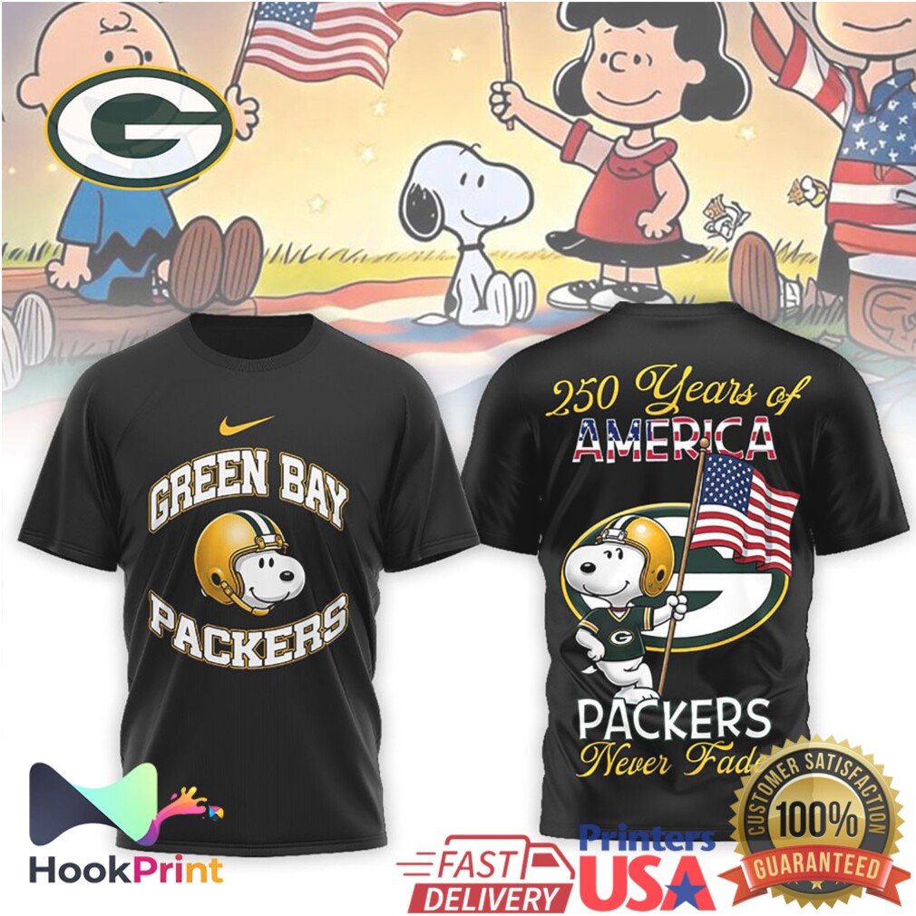 Green Bay Packers Snoopy 250 Years of America NFL Fan T Shirt Green Bay Packers Snoopy 250 Years of America NFL Fan T Shirt