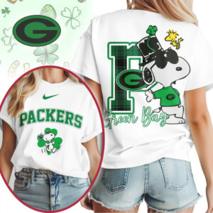Green Bay Packers Snoopy Lucky Clover St. Patrick's Day NFL Football T Shirt