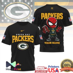 Green Bay Packers Spider Man Custom Name Mascot NFL Football T Shirt Green Bay Packers Spider Man Custom Name Mascot NFL Football T Shirt