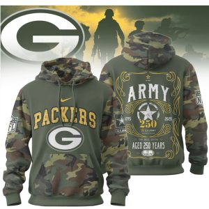 Green Bay Packers U.S. Army 250 Years Anniversary Camo Military T Shirt