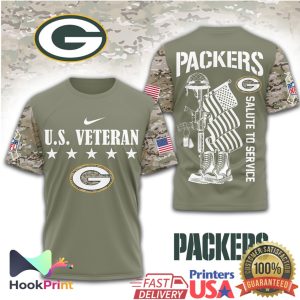Green Bay Packers U.S. Veteran Salute to Service Olive Camo T Shirt