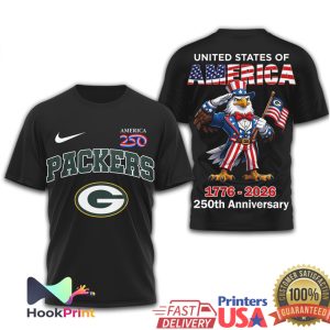 Green Bay Packers USA 250th Anniversary 1776 2026 Patriotic Eagle T Shirt