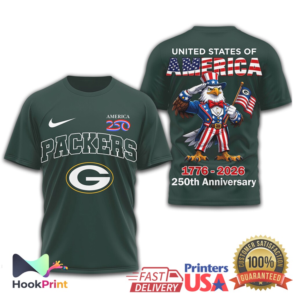 Green Bay Packers USA 250th Anniversary Patriotic Eagle T Shirt Green Bay Packers USA 250th Anniversary Patriotic Eagle T Shirt