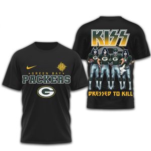 Green Bay Packers x KISS Dressed To Kill Rock Band NFL Fan T Shirt