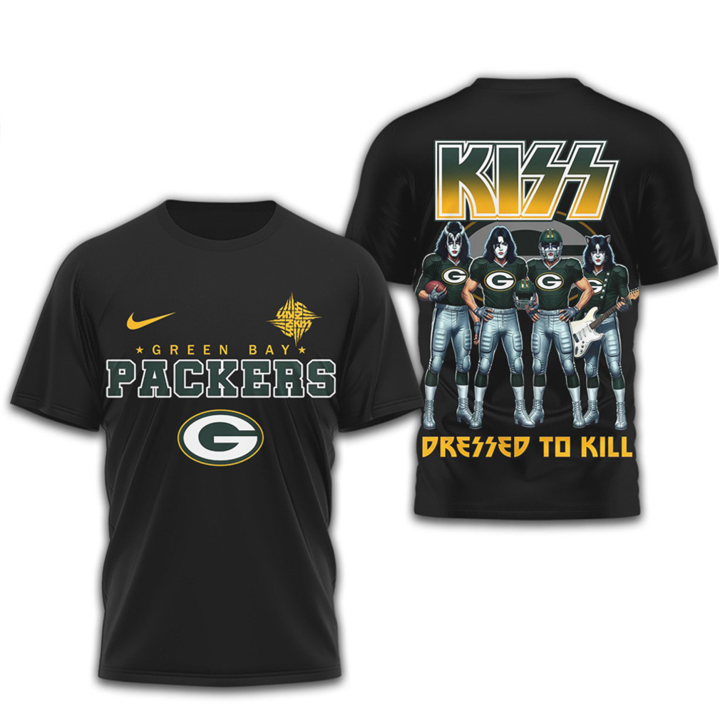 Green Bay Packers x KISS Dressed To Kill Rock Band NFL Fan T Shirt Green Bay Packers x KISS Dressed To Kill Rock Band NFL Fan T Shirt