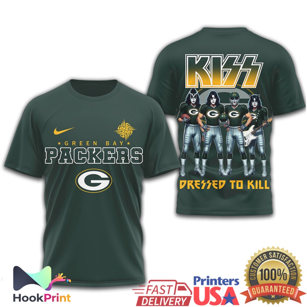 Green Bay Packers x KISS Rock Band Dressed To Kill T Shirt Green Bay Packers x KISS Rock Band Dressed To Kill T Shirt