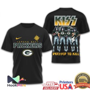 Green Bay Packers x KISS Rock Band Dressed To Kill T Shirt