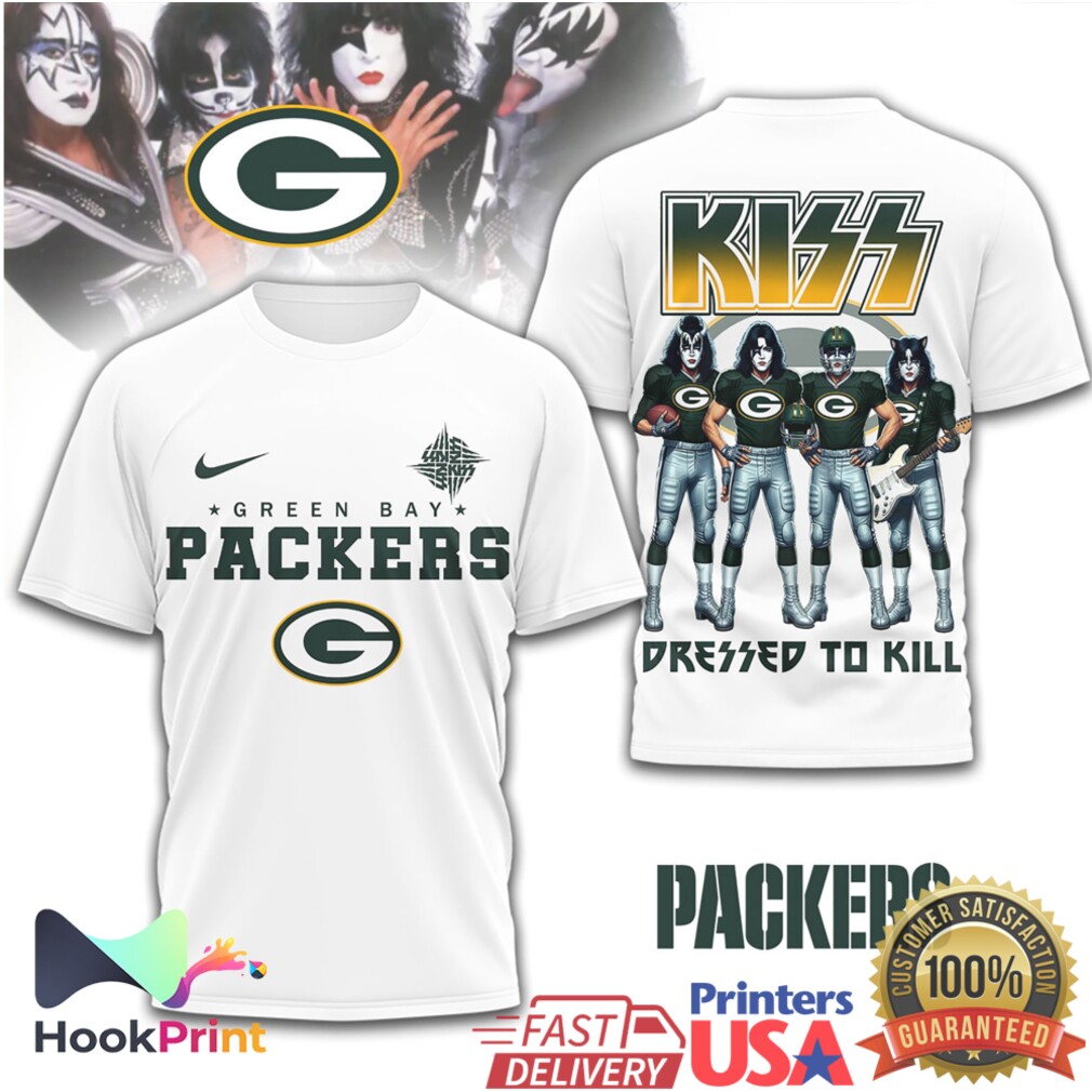 Green Bay Packers x KISS Rock Band Dressed To Kill T Shirt Green Bay Packers x KISS Rock Band Dressed To Kill T Shirt