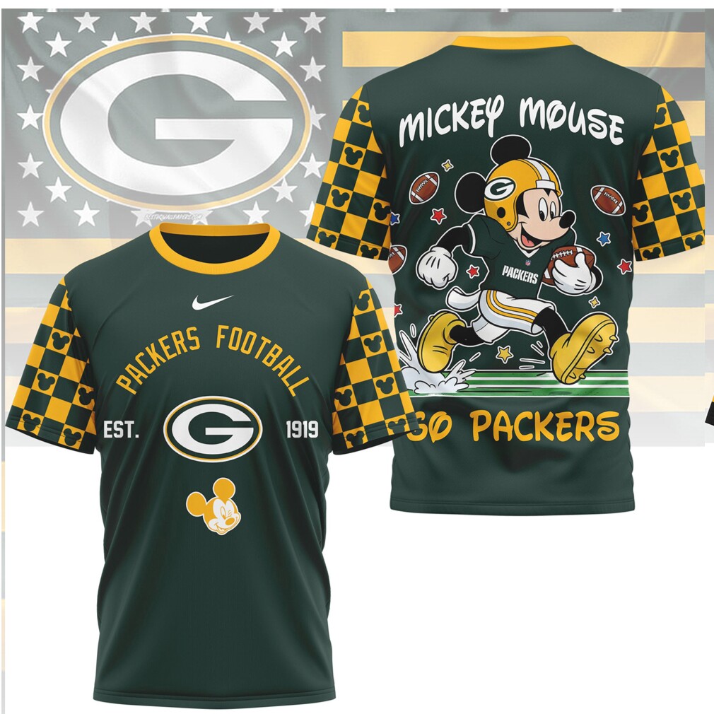 Green Bay Packers x Mickey Mouse 3D Football Jersey T Shirt Green Bay Packers x Mickey Mouse 3D Football Jersey T Shirt