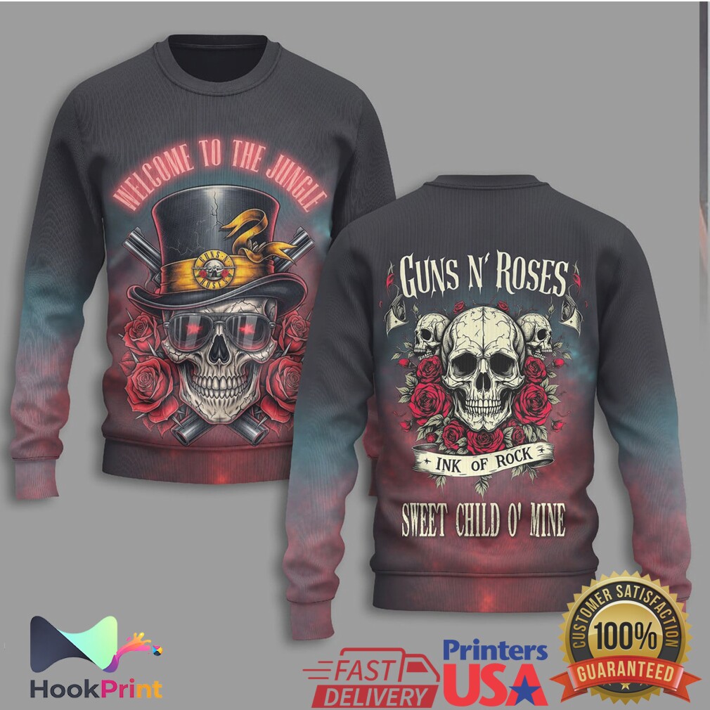 Guns N' Roses Welcome To The Jungle Skull Roses Rock Band Apparel Shirt Guns N' Roses Welcome To The Jungle Skull Roses Rock Band Apparel Shirt