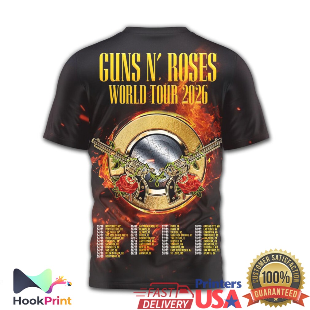 Guns N' Roses World Tour 2026 Guns and Roses Vintage Flame Rock Band T Shirt Guns N' Roses World Tour 2026 Guns and Roses Vintage Flame Rock Band T Shirt