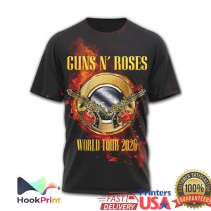 Guns N' Roses World Tour 2026 Guns and Roses Vintage Flame Rock Band T Shirt