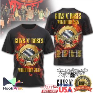 Guns N' Roses World Tour 2026 Guns and Roses Vintage Flame Rock Band T Shirt