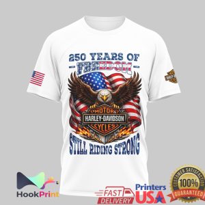 Harley Davidson 250 Years of Freedom American Eagle Still Riding Strong White Shirt