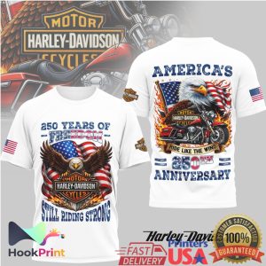 Harley Davidson 250 Years of Freedom American Eagle Still Riding Strong White Shirt