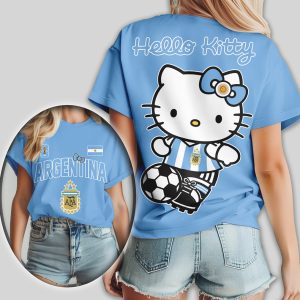 Hello Kitty Argentina National Team Soccer World Champions Fan T Shirt