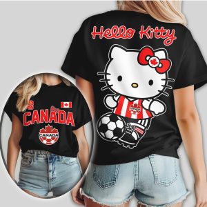 Hello Kitty Canada Soccer Fan T Shirt Maple Leaf Football Character T Shirt
