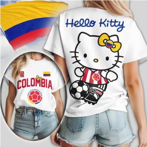 Hello Kitty Colombia National Team Football Cute Soccer Girl T Shirt Hello Kitty Colombia National Team Football Cute Soccer Girl T Shirt