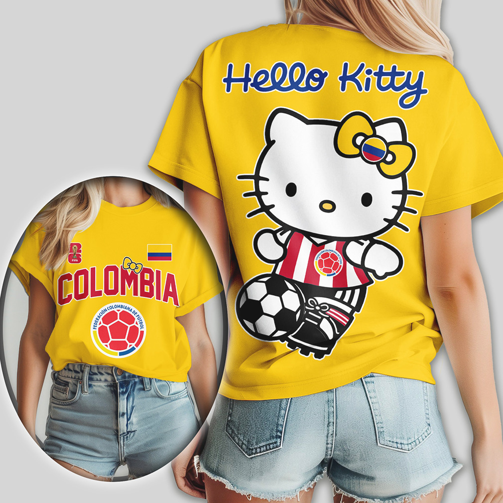 Hello Kitty Colombia National Team Football Cute Soccer Girl T Shirt Hello Kitty Colombia National Team Football Cute Soccer Girl T Shirt